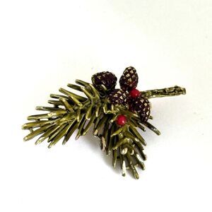 Vintage ART Pinecone Tree Bough Brooch
